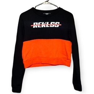 Young & Reckless Cropped Crewneck Sweatshirt sz L